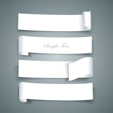 White paper roll ripped design collections, vector banners, paper ribbonsのイラスト素材