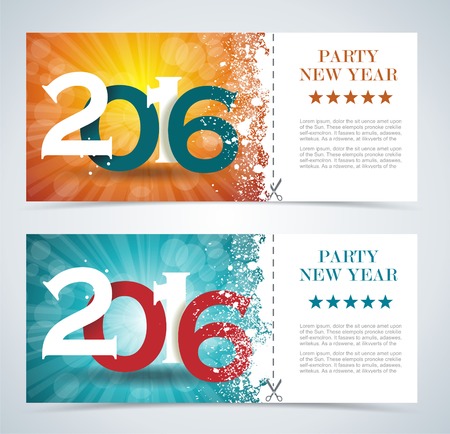 Complimentary ticket to a Christmas and New Year party, various vector design.のイラスト素材