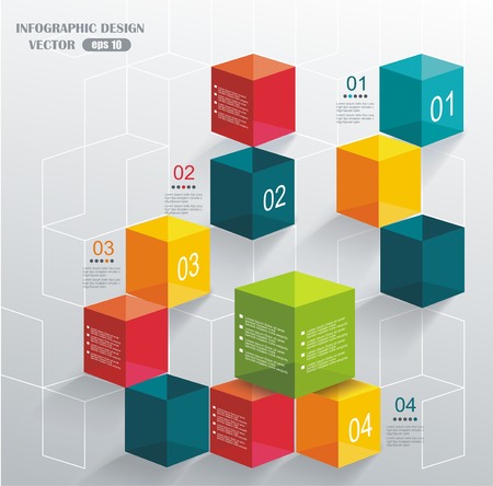 Abstract background with color cubes and white lines, vector.のイラスト素材