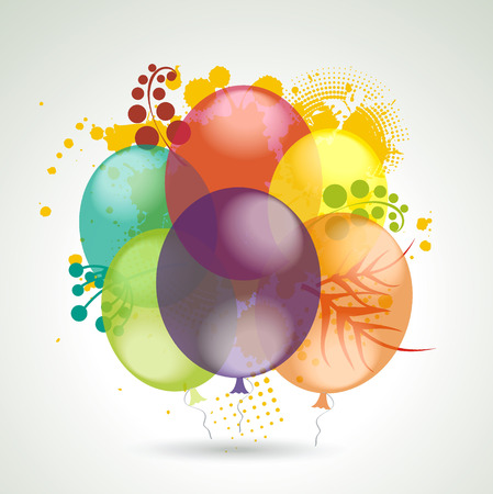 3d Vector Realistic Balloons Flying with Plants for Party and Celebrations.のイラスト素材