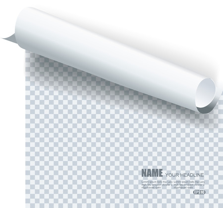 Page curl with shadow on transparent background.のイラスト素材