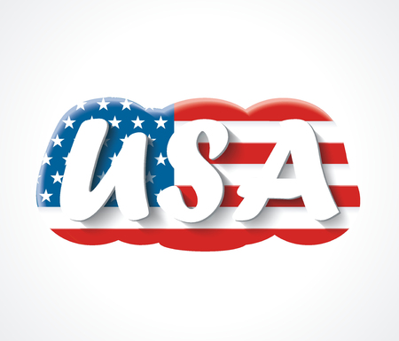 Letters USA. Vector text overAmerican flag.のイラスト素材