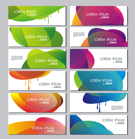Set of vector banners with abstract color circle shapes.のイラスト素材