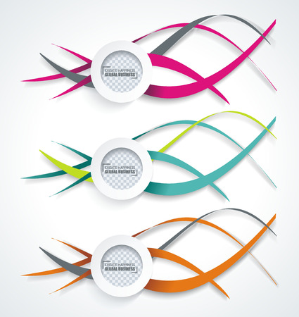 Set of colorful smooth futuristic wave layouts. Business backgrounds, presentation or identity.のイラスト素材