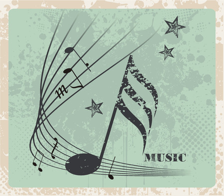 Music notes, vintage bstract musical background. Vector illustration.のイラスト素材