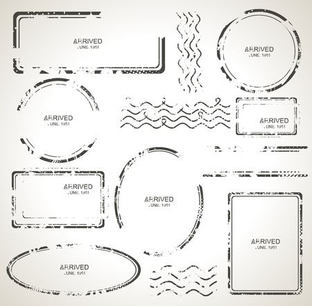 Set of postal stamps and postmarks.のイラスト素材