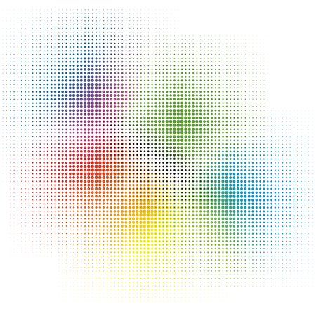 Rainbow colors, CMYK halftone background, vector illustration.のイラスト素材