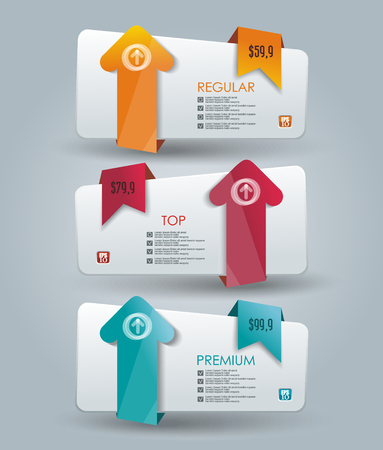 Price list widget with 3 payment plans for online services, pricing table for websites and applications.のイラスト素材