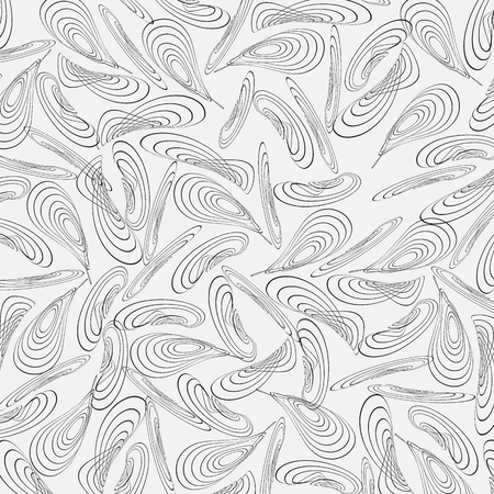 Monochrome background from chaotically curved rings, vector background.のイラスト素材
