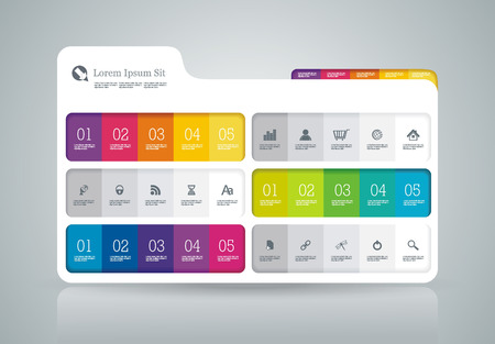 Web panel, banners template for business design, infographics, reports, number options, step presentation, progress or workflow layout.のイラスト素材