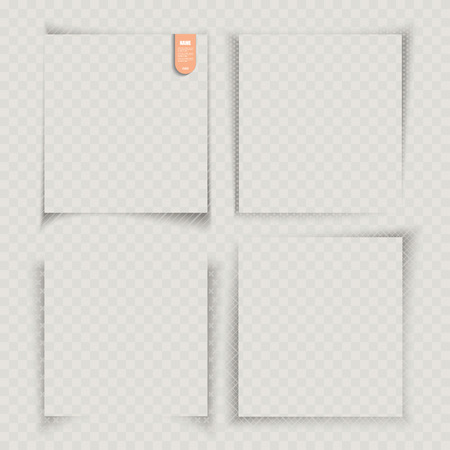 Set different shadows on the grunge transparent background, vector.のイラスト素材