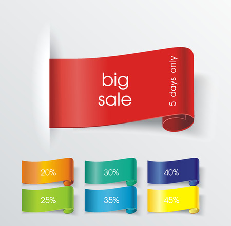 Modern 3D Design Sale Tags and Labels - grouped vector elementsのイラスト素材