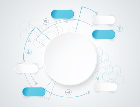 Vector elements for infographic. Template for diagram, graph, presentation and chart on abstract technology background with hexagons.のイラスト素材