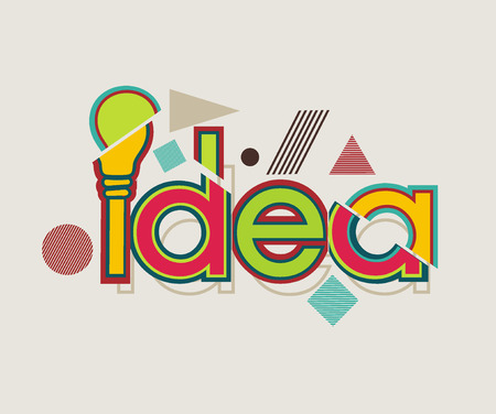 Idea concept with a bulb, retro style.のイラスト素材