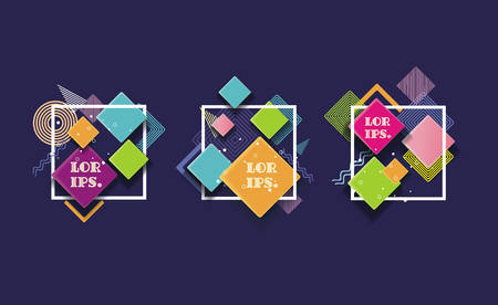 Colored signs from rhombus and frames in abstract shape, vector background.のイラスト素材