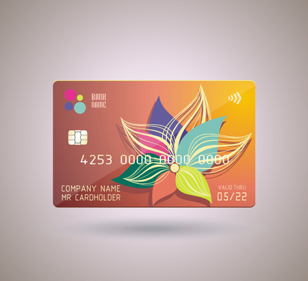 Credit card design  with  shadow. Detailed abstract glossy credit card concept  for business, payment history, shopping malls, web, print.のイラスト素材