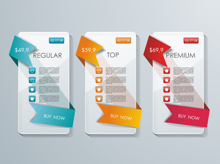 Number Option banners design, can be used for payment plans, online services, pricing table, websites and applications.のイラスト素材