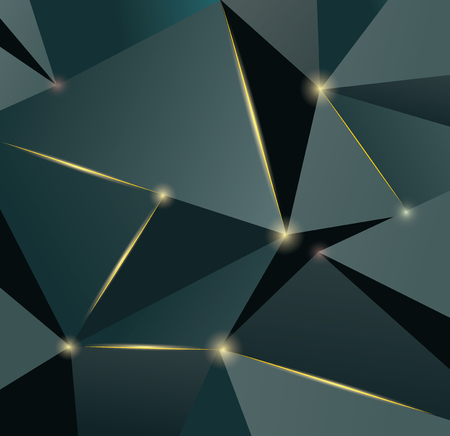 Abstract polygonal luxury pattern,   premium background with dark triangles, gold reflections and lights.のイラスト素材