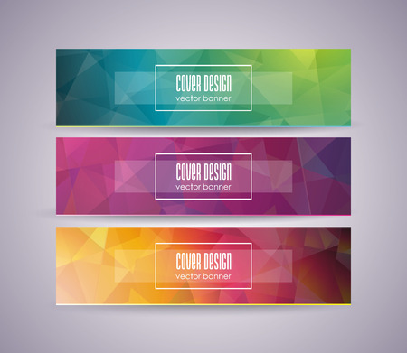 Bright banner set with abstract polygonal design.のイラスト素材