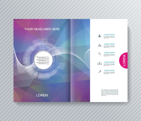 Magazine, Brochure or Flyer design with abstract geometrical polygonal background.