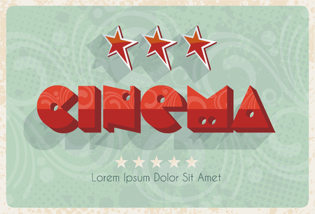 Retro CINEMA banner  with  stars.のイラスト素材