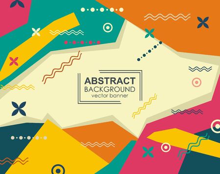 Retro design templates for brochures covers, banners, flyers and posters with abstract shapes, 80s memphis geometric flat style. のイラスト素材