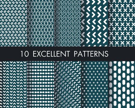 Set of 10 perfect patterns.Modern  hand drawn geomitric backgrounds.のイラスト素材