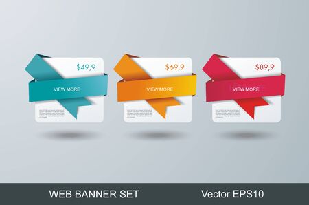 Web Banners Design. Can be used for workflow layout, diagram, number options, step up options, web design, banner template, infographic, timeline.のイラスト素材