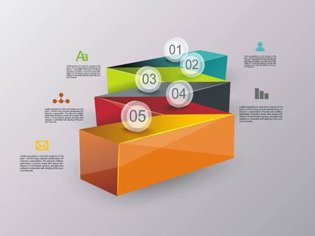 Business stair conceptual design. Can be used for step options, diagram, web design, infographic template.のイラスト素材