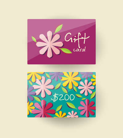 Voucher template with floral design.のイラスト素材