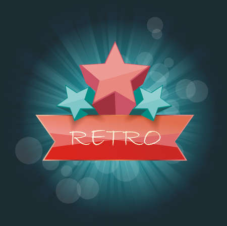 Retro sign with stars on beams background.のイラスト素材