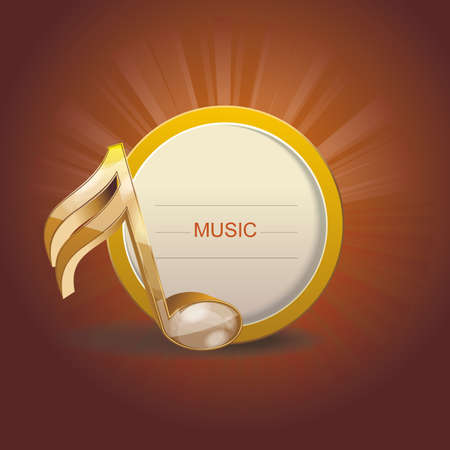 3D shiny golden musical note on abstract beams background, vector.のイラスト素材