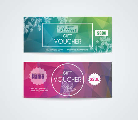 Voucher template with floral design.のイラスト素材