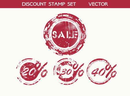SALE stamp set, DISCOUNT PERCENTAGE badge, vector illustration.のイラスト素材