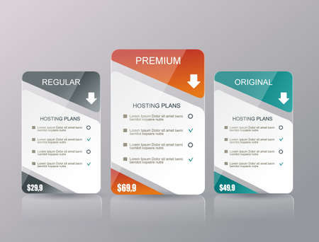3 payment plans for online services, pricing table for websites and applications.のイラスト素材