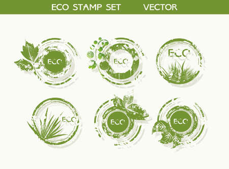 Set of organic and farm fresh food badges and labels, eco stamp kit.のイラスト素材