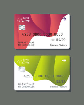 Credit card with abstract shape, waves. Detailed abstract credit card concept for business, payment history, shopping malls, web, print.のイラスト素材