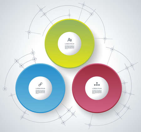 Infographics circle origami style, can be used for workflow layout, option or step banner, diagram, number lines, web design.のイラスト素材
