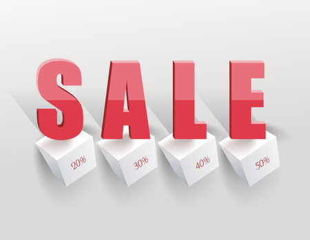 3D pink sale sign, vector illustration.のイラスト素材