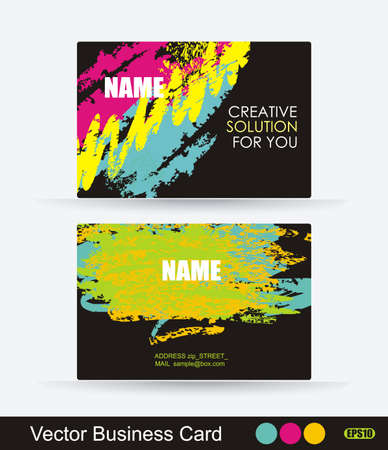 Set of cards with ink blots. Art design for invitation or business cards, postcards, and other.のイラスト素材