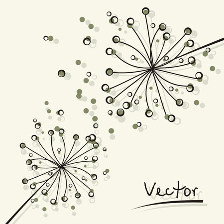 Abstract fluffy flowers with fly petals. Vector illustration.のイラスト素材