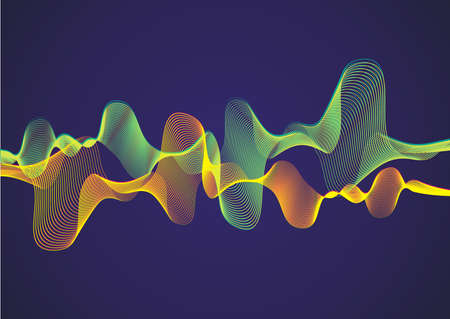 Wavy lines swirling in a fast motion. Background with color sound wave from equalizer. Vector illustration.のイラスト素材