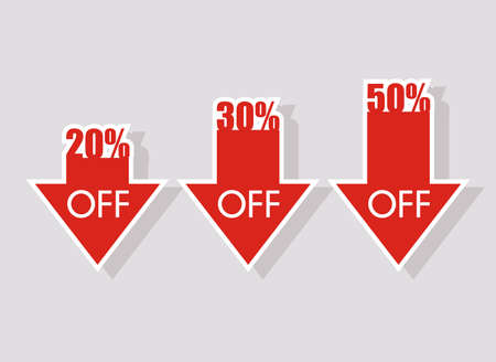 Mega sale design with red discount arrows, vector.のイラスト素材