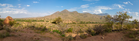 Landscape of Kenya, hills and grasslandの写真素材