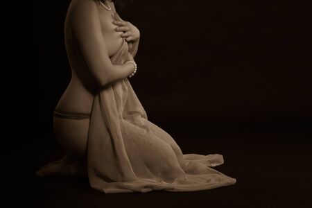 One sensual shot of a woman in underwearの写真素材