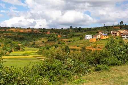 The Landscape shots of green fields and landscapes on the island of Madagascarの写真素材