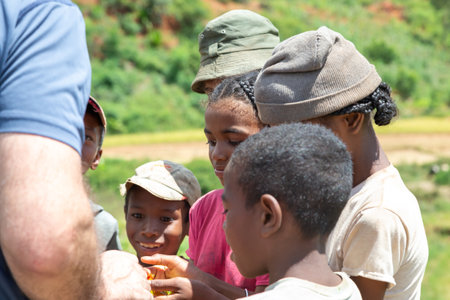 Editorial. The Children at the roadside in Madagascarのeditorial素材