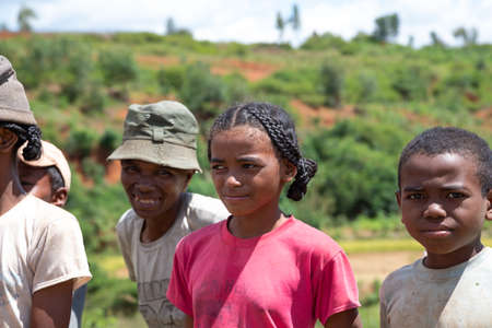 Editorial. The Children at the roadside in Madagascarのeditorial素材