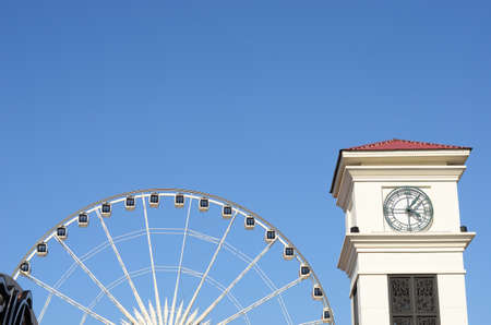 Ferris wheel,clock tower