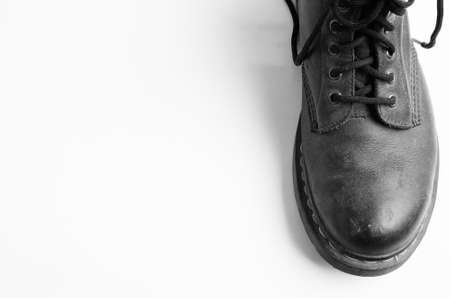 This image black and white colorBlack leather shoesの写真素材